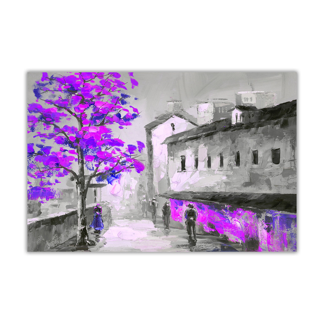 BW Town Tree Canvas Wall Art Picture Print for the Living Room, Bedroom, Home Decor