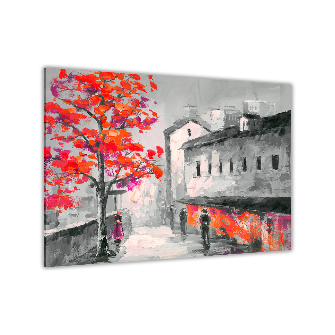 BW Town Tree Canvas Wall Art Picture Print for the Living Room, Bedroom, Home Decor