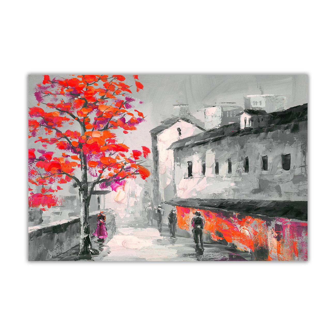 BW Town Tree Canvas Wall Art Picture Print for the Living Room, Bedroom, Home Decor