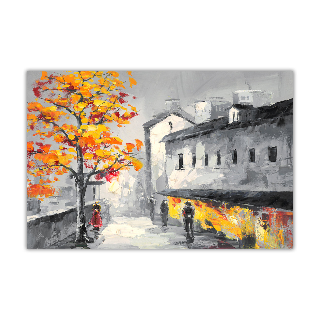 BW Town Tree Canvas Wall Art Picture Print for the Living Room, Bedroom, Home Decor