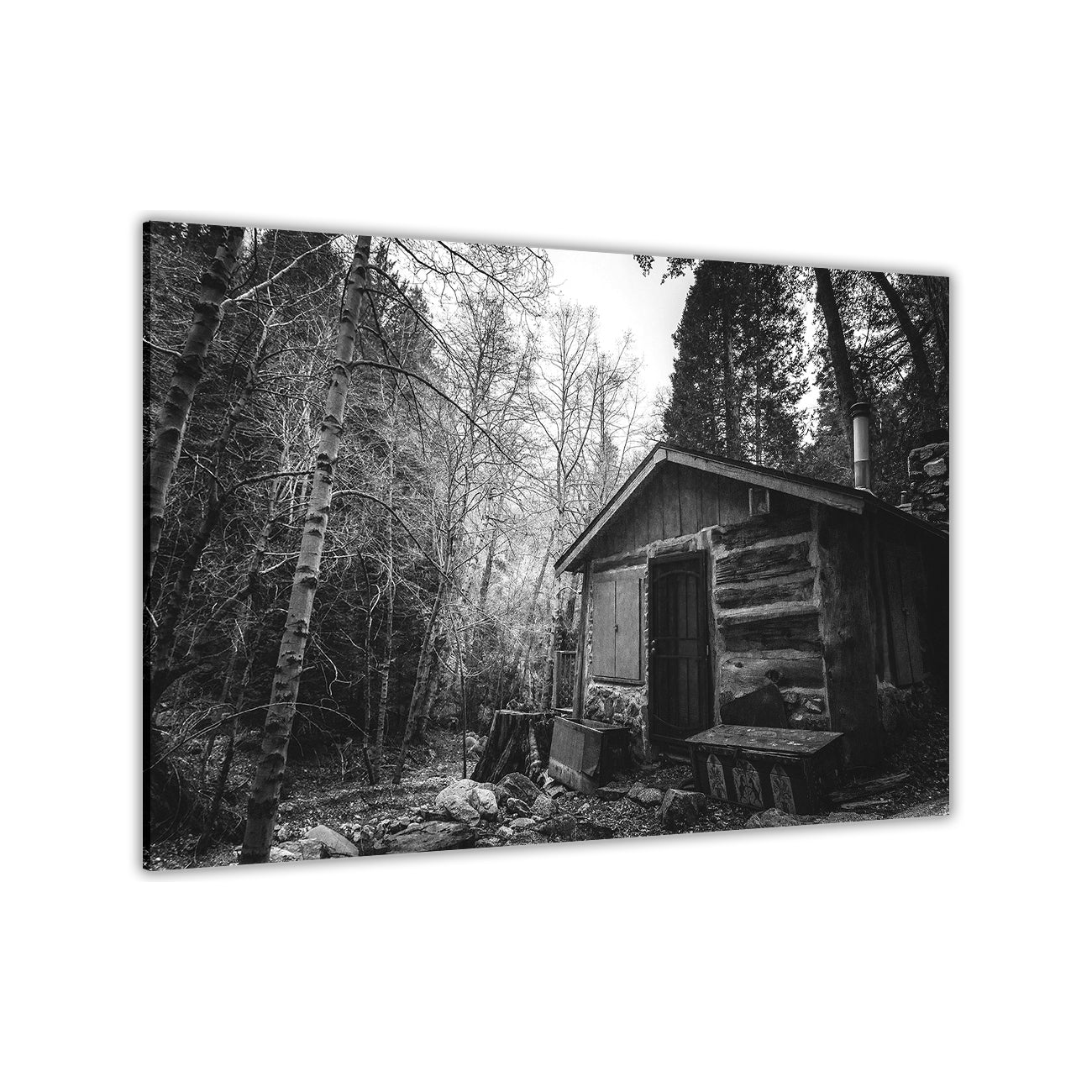Cabin BW Canvas Wall Art Picture Print for the Living Room, Bedroom, Home Decor
