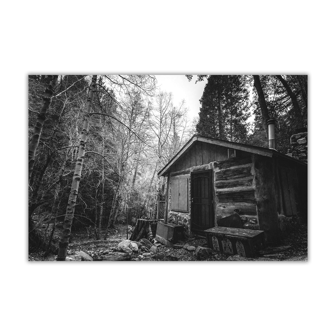 Cabin BW Canvas Wall Art Picture Print for the Living Room, Bedroom, Home Decor