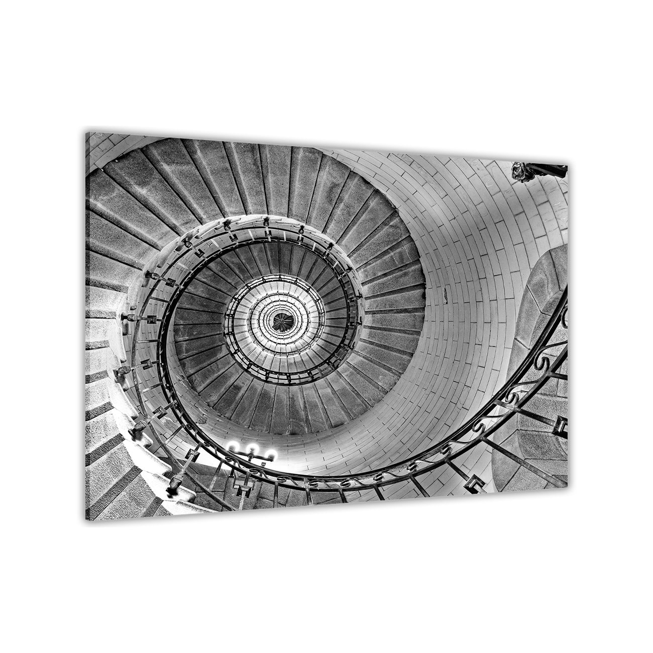 Spiral Staircase Black & White Canvas Wall Art Picture Print for the Living Room, Bedroom, Home Decor