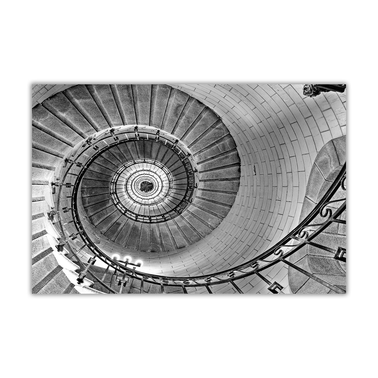 Spiral Staircase Black & White Canvas Wall Art Picture Print for the Living Room, Bedroom, Home Decor