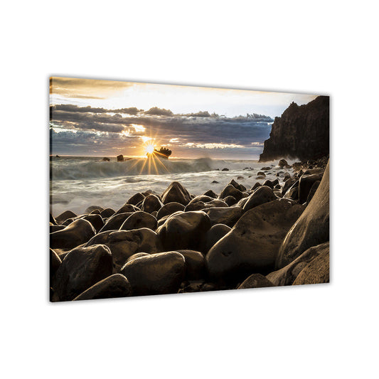 Sunrise Rocky Coast Canvas Wall Art Picture Print for the Living Room, Bedroom, Home Decor