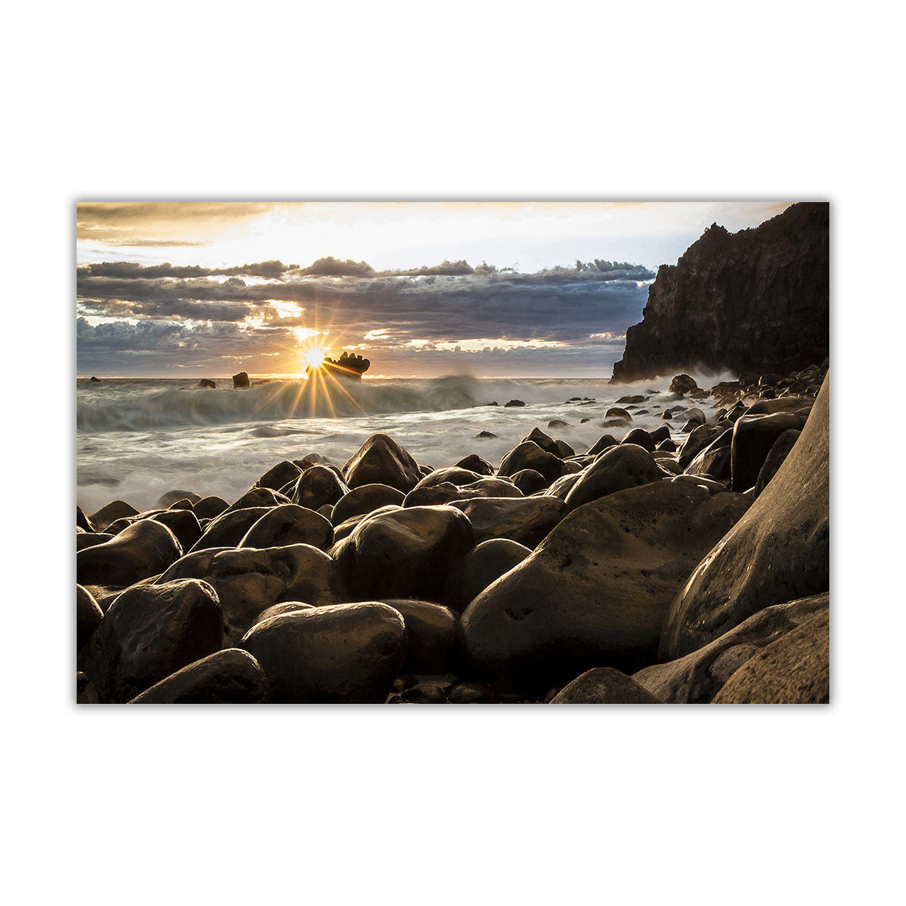 Sunrise Rocky Coast Canvas Wall Art Picture Print for the Living Room, Bedroom, Home Decor