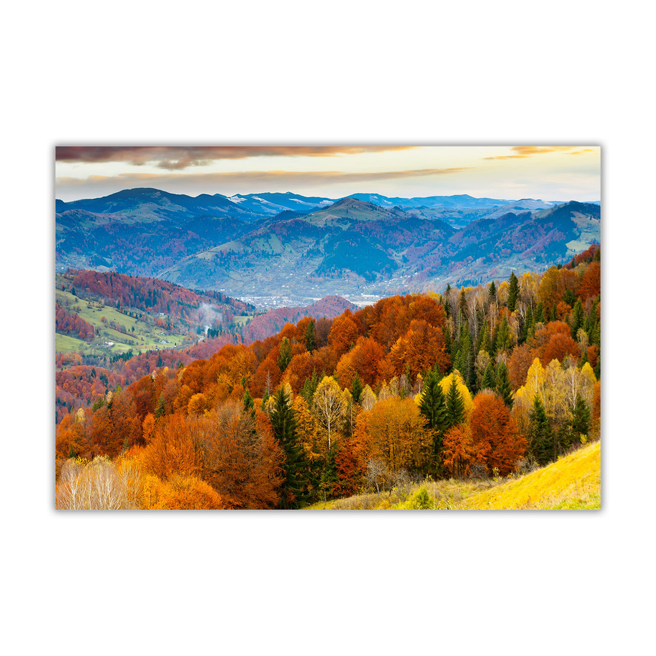 Sunset Autumn Landscape Canvas Wall Art Picture Print for the Living Room, Bedroom, Home Decor