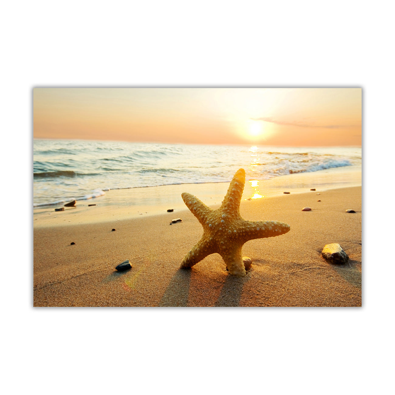 Sunset Beach Starfish Canvas Wall Art Picture Print for the Living Room, Bedroom, Home Decor