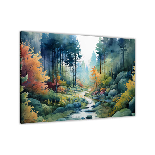 Watercolour Forest Canvas Wall Art Picture Print for the Living Room, Bedroom, Home Decor
