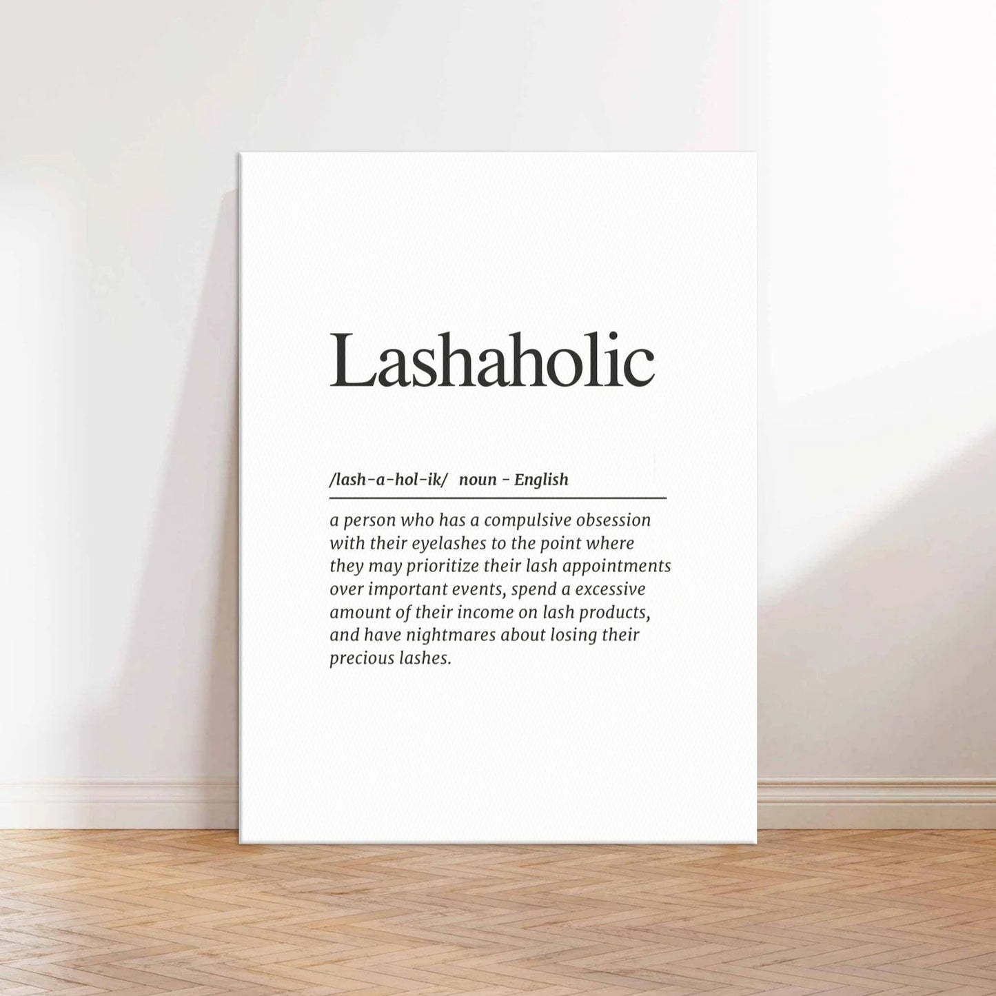 Lashaholic Definition Canvas Wall Art Print