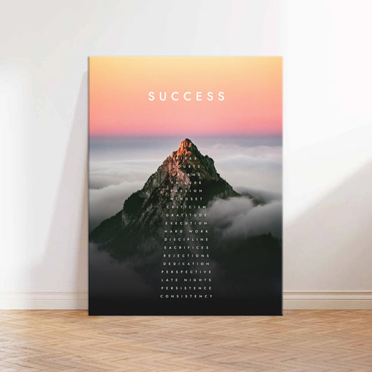 Success Mountain Motivational Canvas Wall Art Print