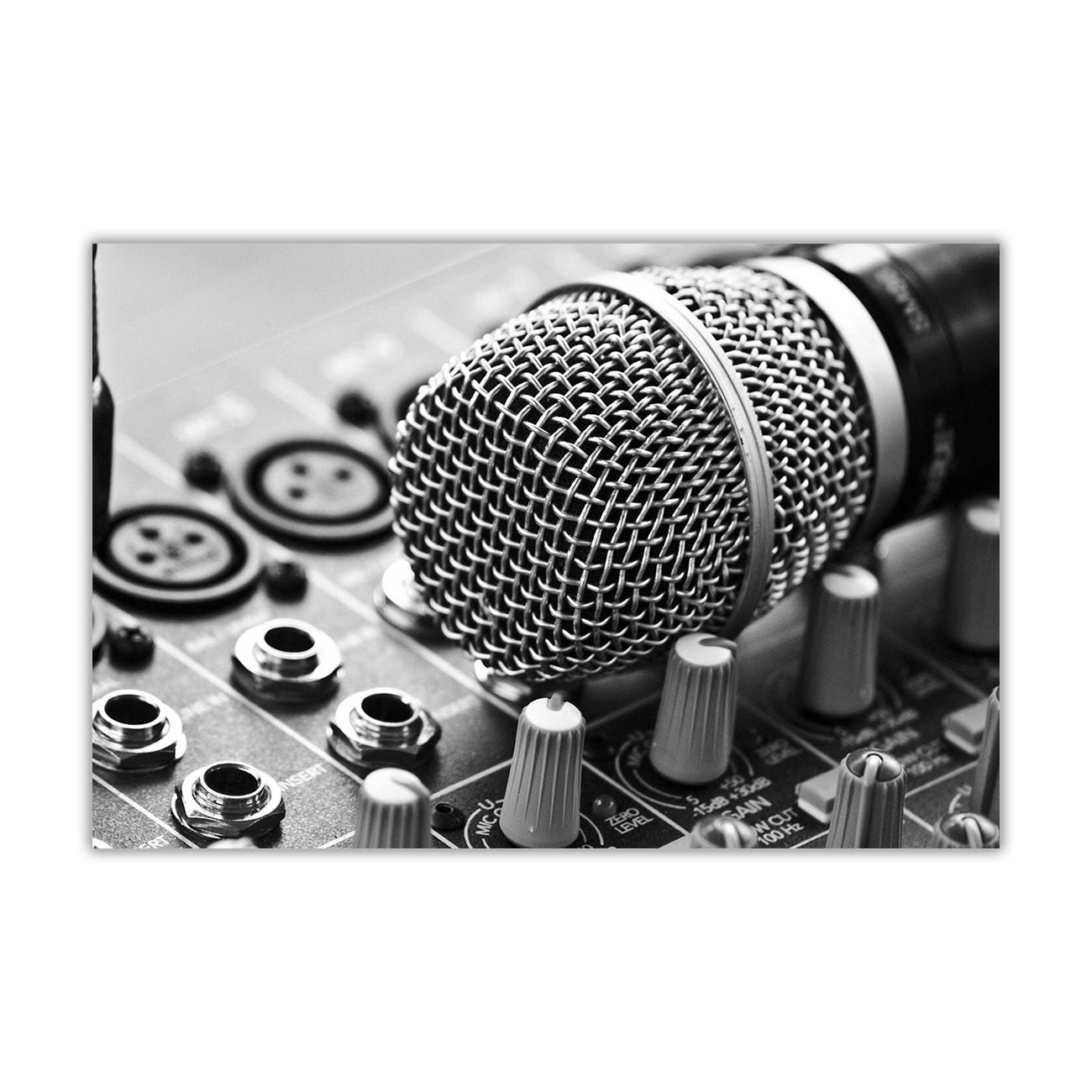 BW Microphone Canvas Wall Art Picture Print for the Living Room, Bedroom, Home Decor