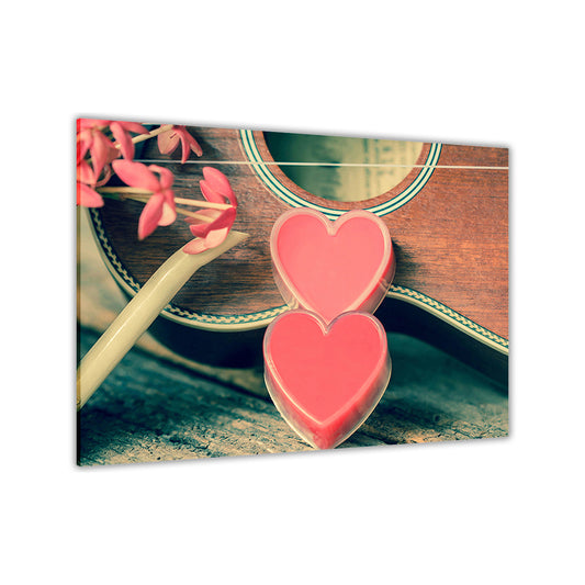 Guitar Heart Canvas Wall Art Picture Print for the Living Room, Bedroom, Home Decor