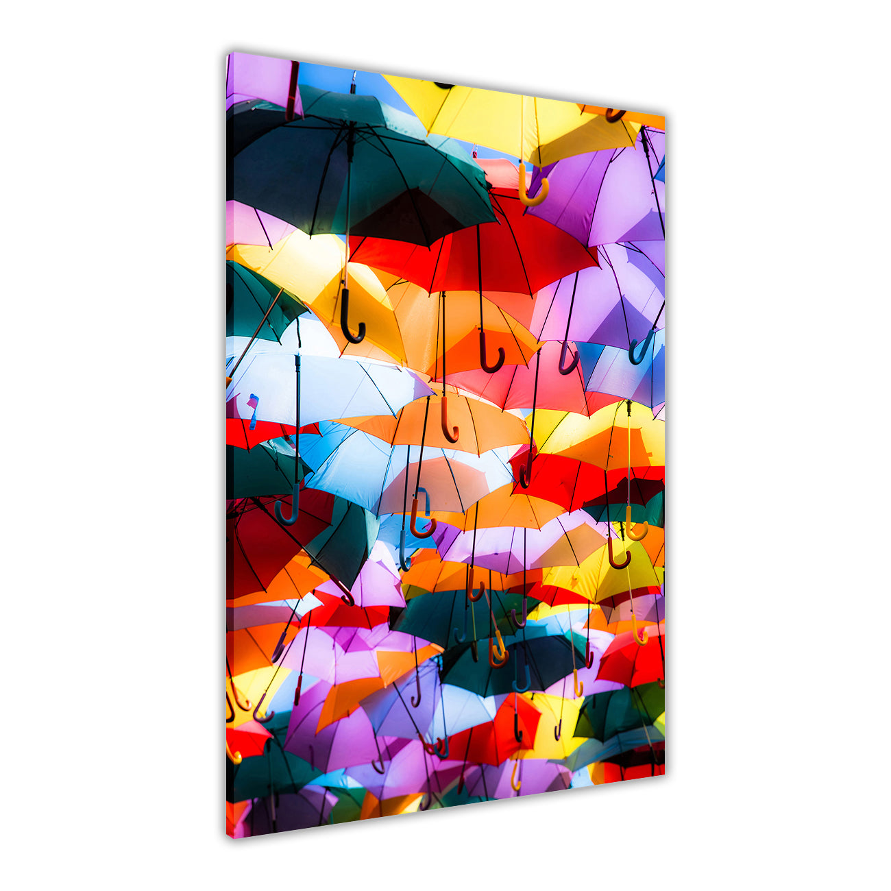 Colourful Umbrellas Canvas Wall Art Picture Print for the Living Room, Bedroom, Home Decor