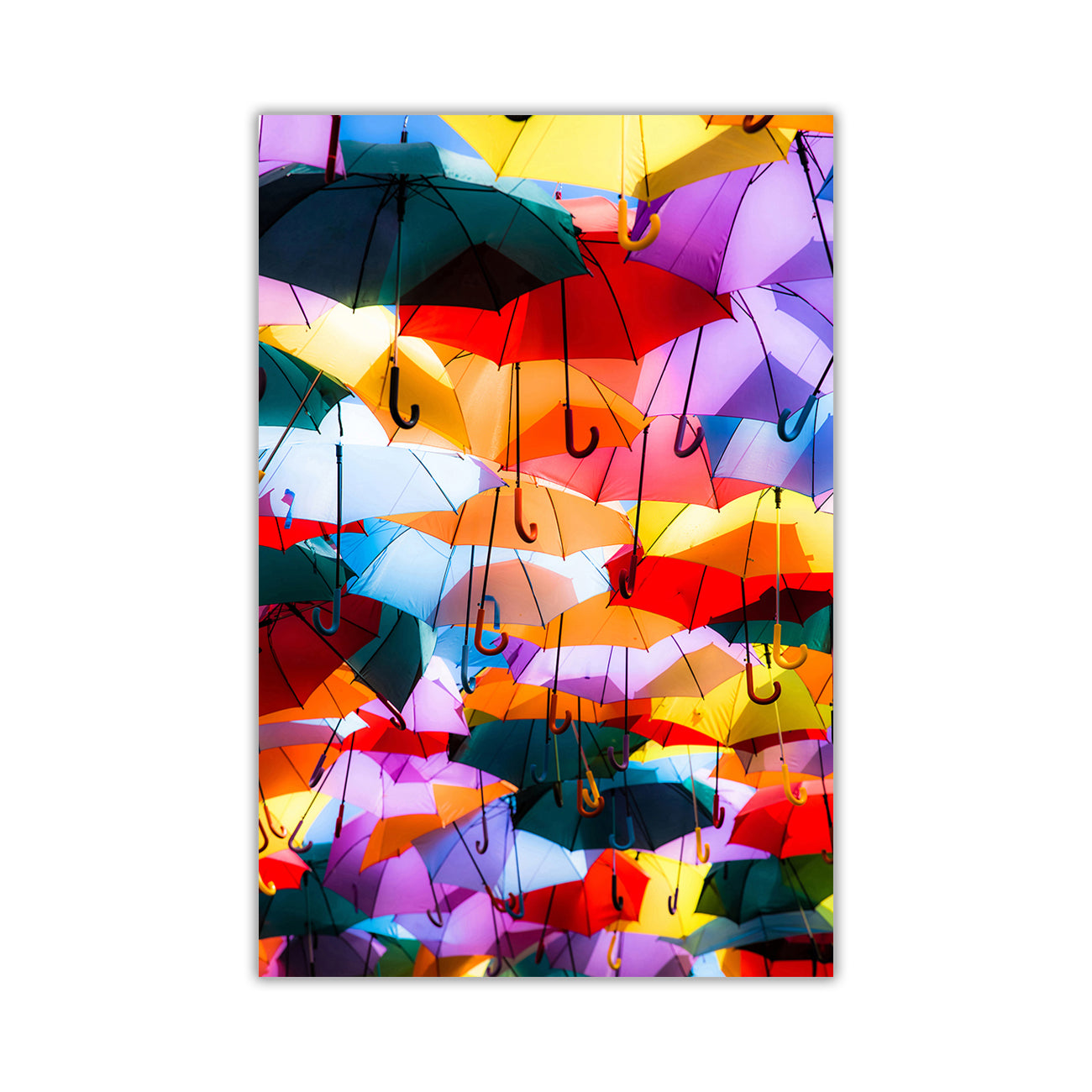 Colourful Umbrellas Canvas Wall Art Picture Print for the Living Room, Bedroom, Home Decor