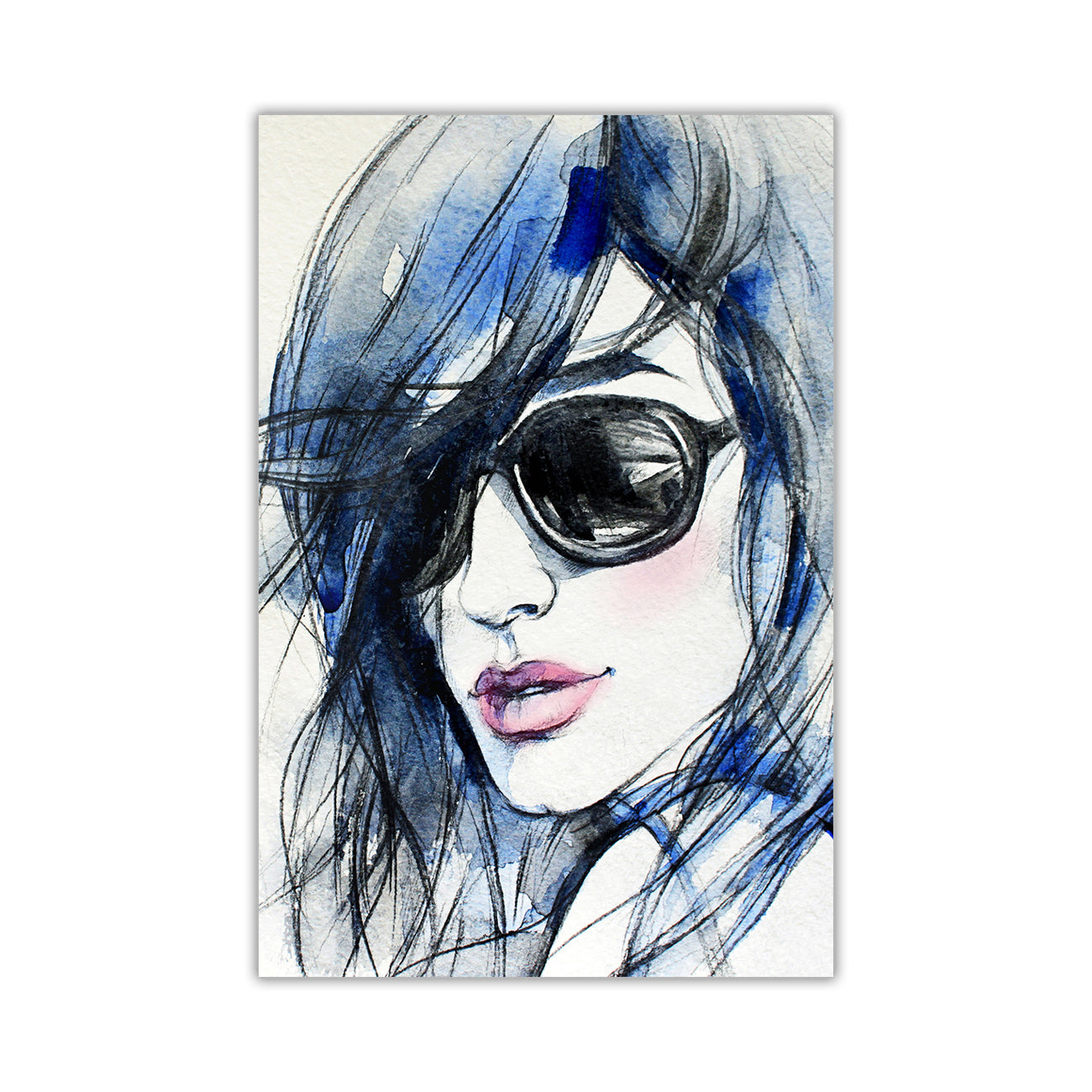 Fashion Blue Illustration Canvas Wall Art Picture Print for the Living Room, Bedroom, Home Decor