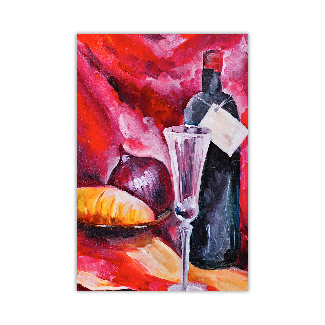 Red Wine And Bottle Oil Painting Canvas Wall Art Picture Print for the Living Room, Bedroom, Home Decor