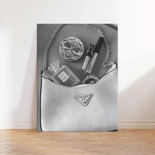 Prada Bag Greyscale Canvas Wall Art Print