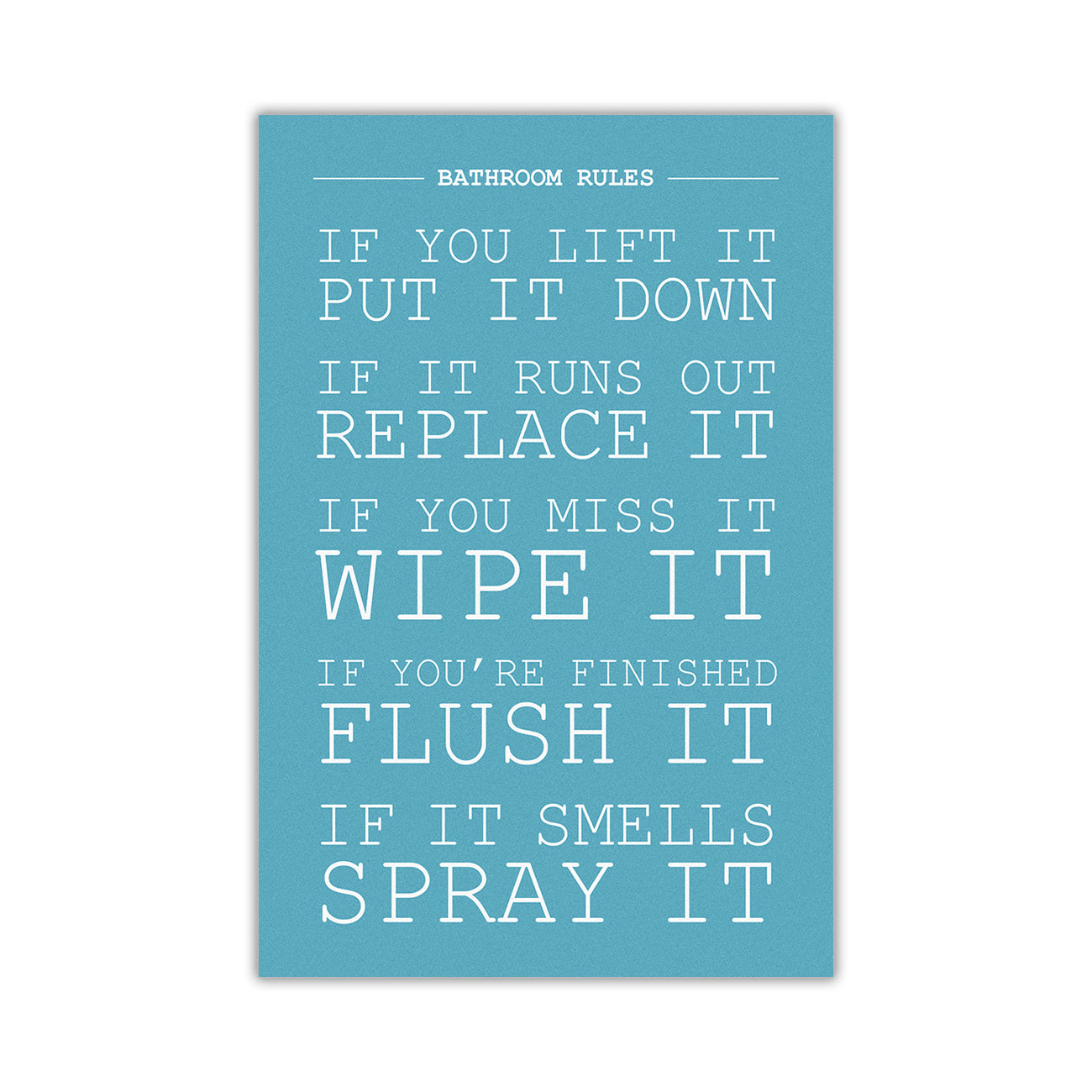 Bathroom Rules Canvas Wall Art Picture Print for the Living Room, Bedroom, Home Decor