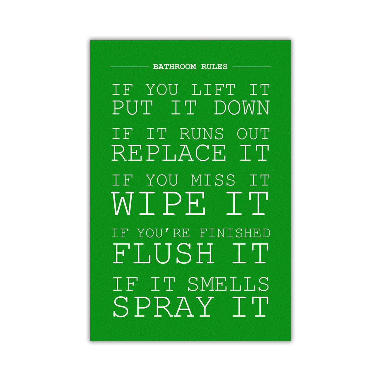 Bathroom Rules Canvas Wall Art Picture Print for the Living Room, Bedroom, Home Decor