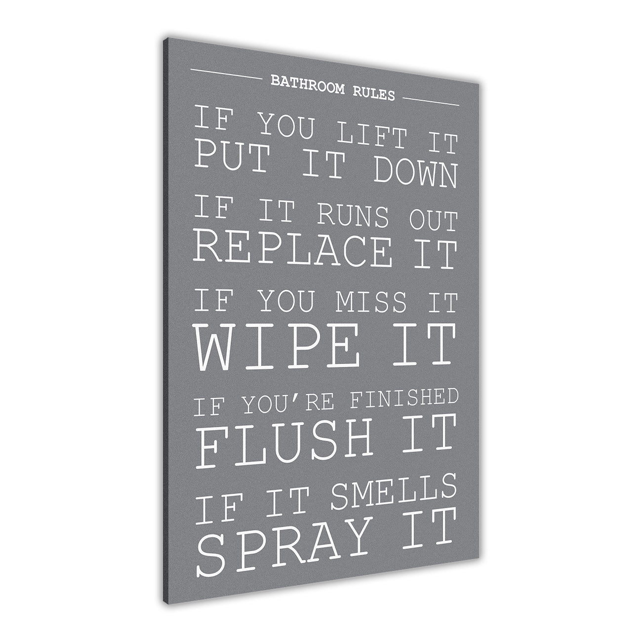 Bathroom Rules Canvas Wall Art Picture Print for the Living Room, Bedroom, Home Decor