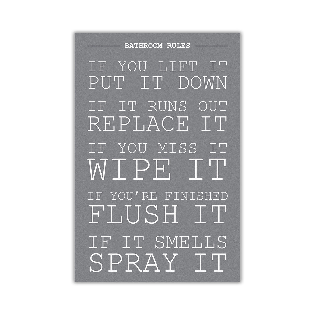 Bathroom Rules Canvas Wall Art Picture Print for the Living Room, Bedroom, Home Decor