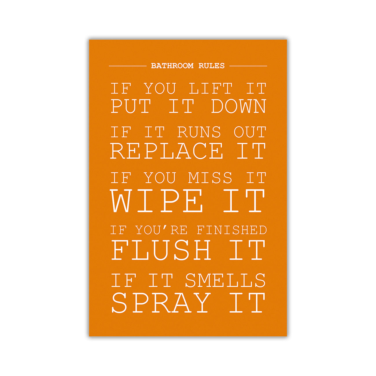 Bathroom Rules Canvas Wall Art Picture Print for the Living Room, Bedroom, Home Decor