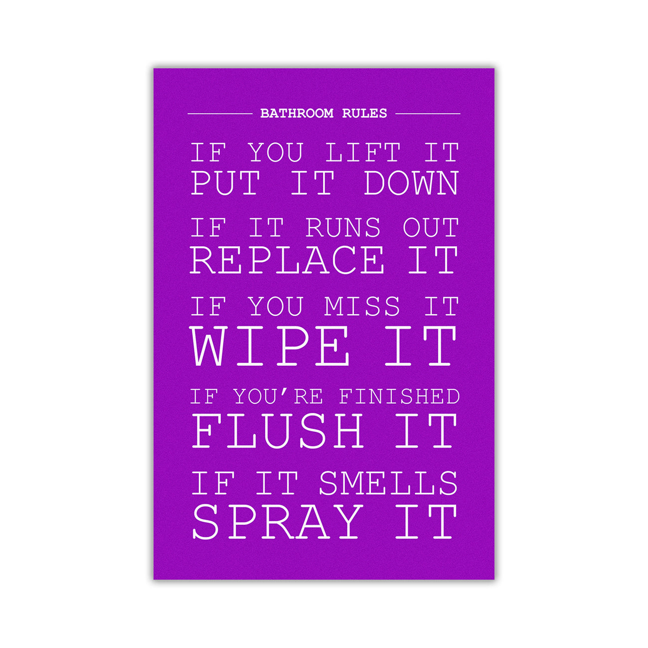 Bathroom Rules Canvas Wall Art Picture Print for the Living Room, Bedroom, Home Decor