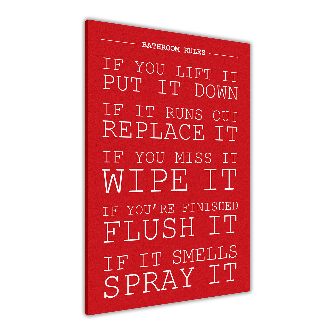Bathroom Rules Canvas Wall Art Picture Print for the Living Room, Bedroom, Home Decor