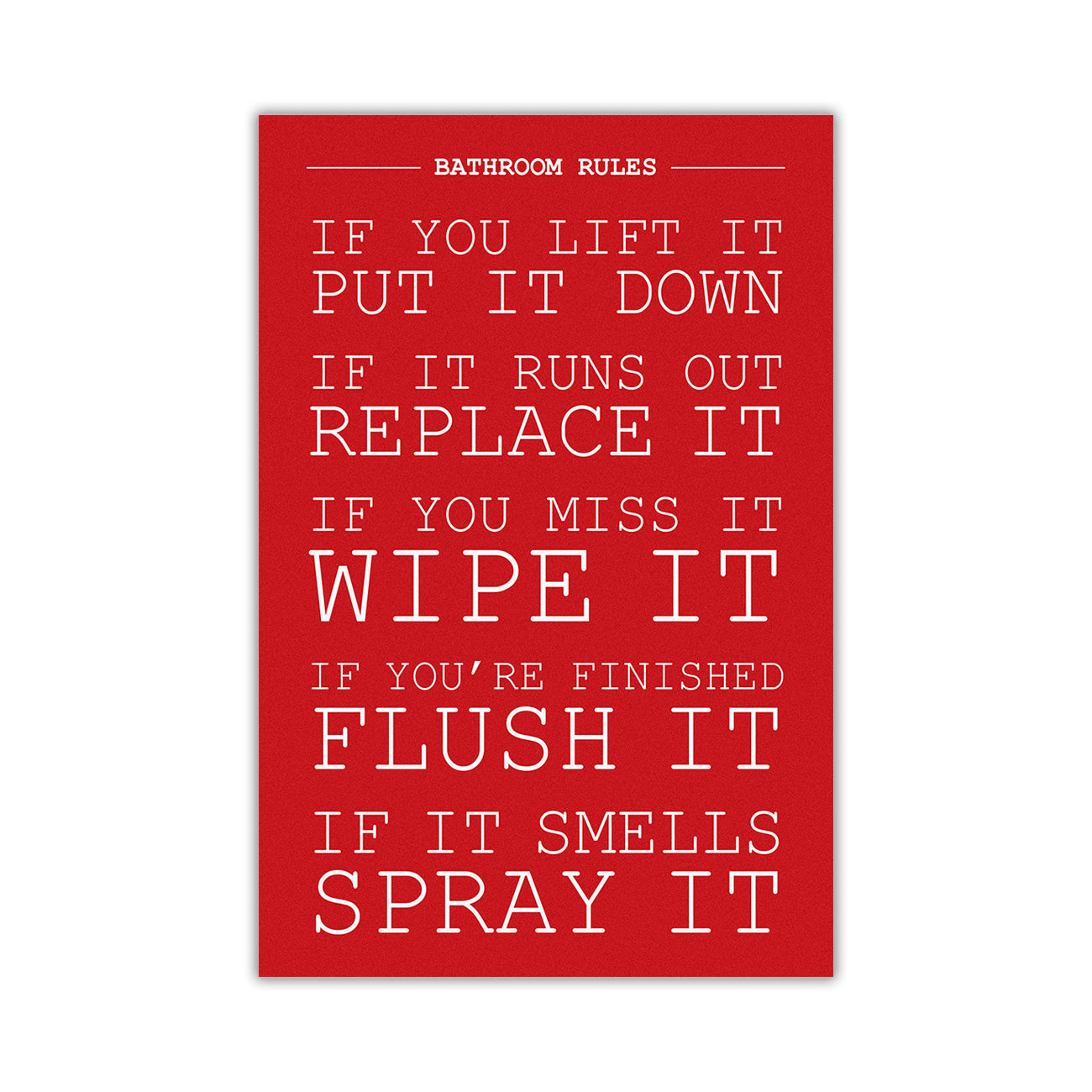 Bathroom Rules Canvas Wall Art Picture Print for the Living Room, Bedroom, Home Decor