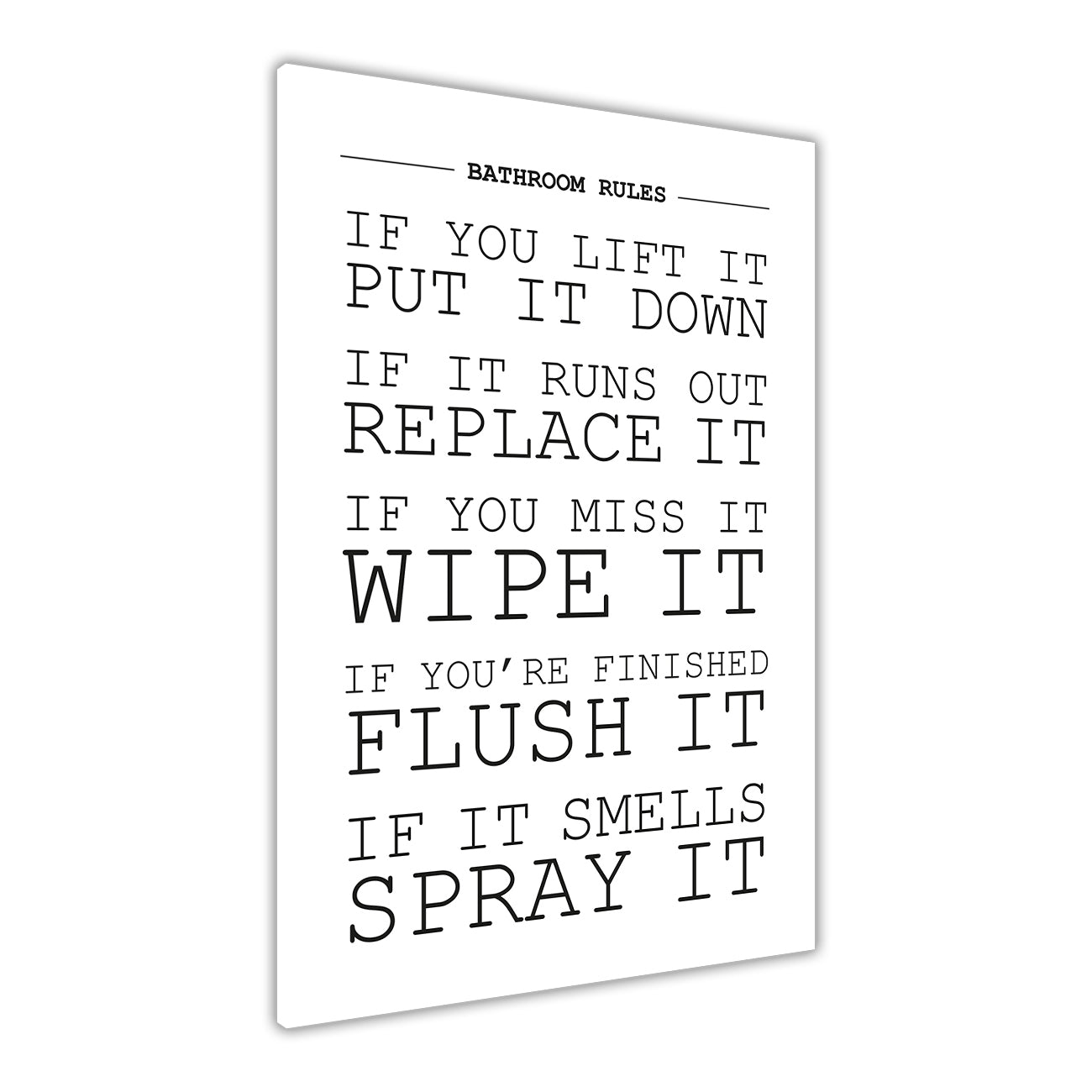 Bathroom Rules Canvas Wall Art Picture Print for the Living Room, Bedroom, Home Decor