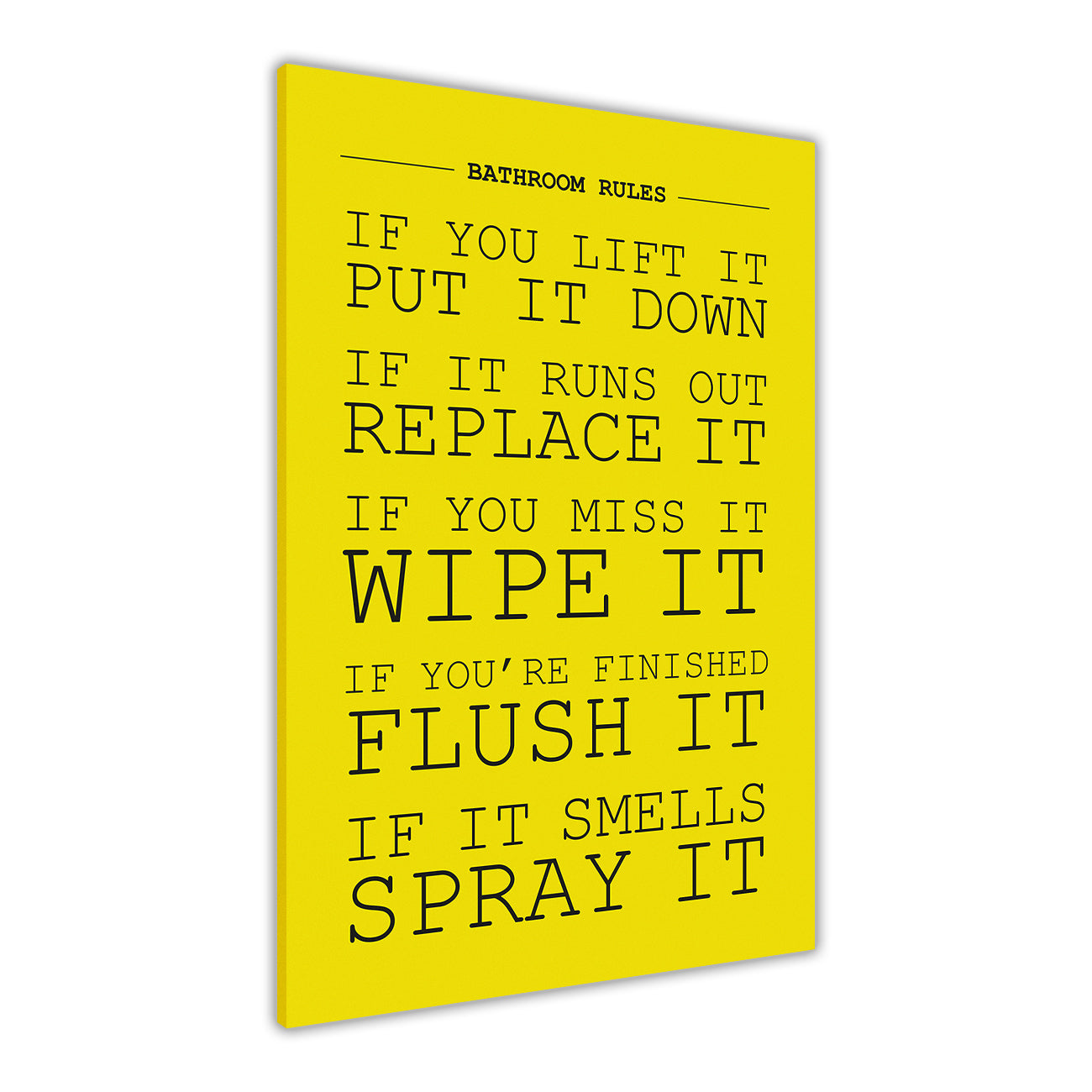 Bathroom Rules Canvas Wall Art Picture Print for the Living Room, Bedroom, Home Decor