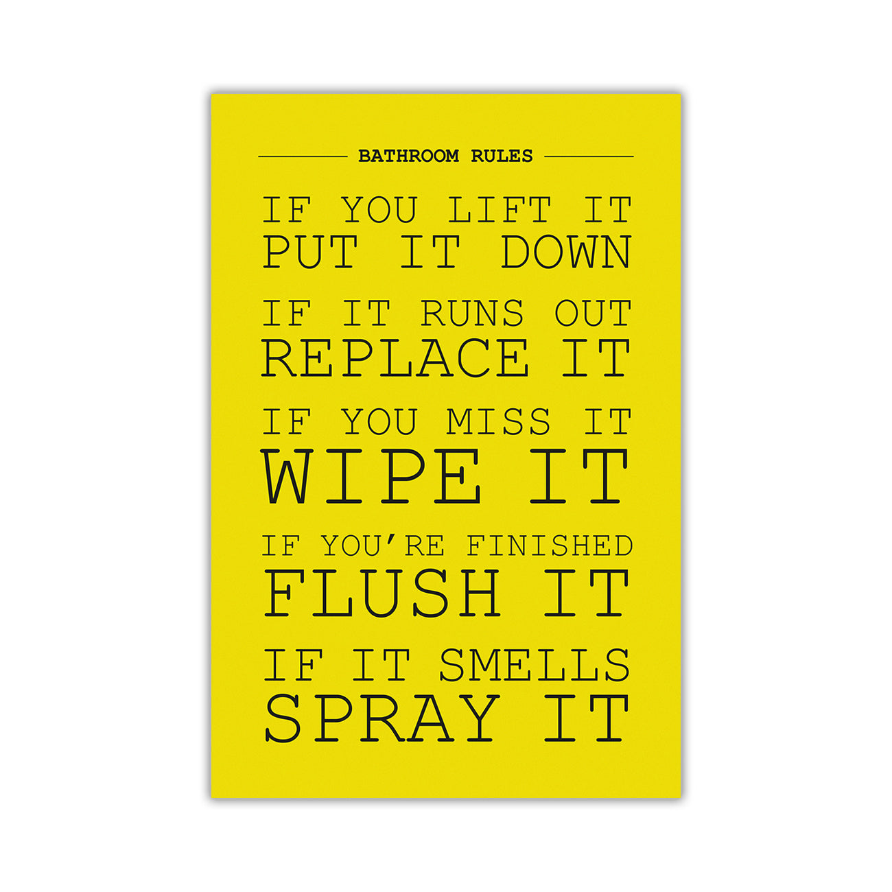 Bathroom Rules Canvas Wall Art Picture Print for the Living Room, Bedroom, Home Decor