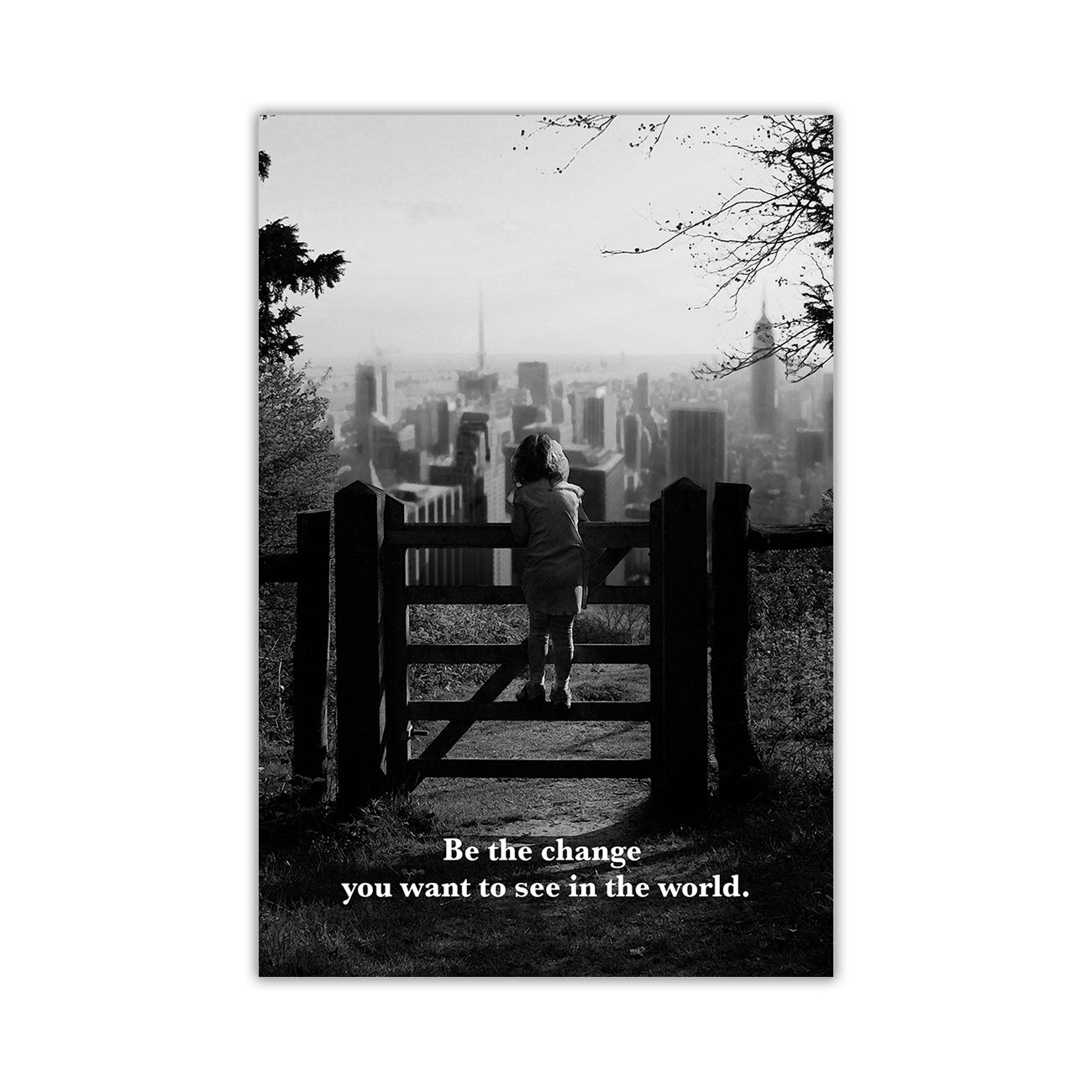 Be The Change Quote Black & White Canvas Wall Art Picture Print for the Living Room, Bedroom, Home Decor