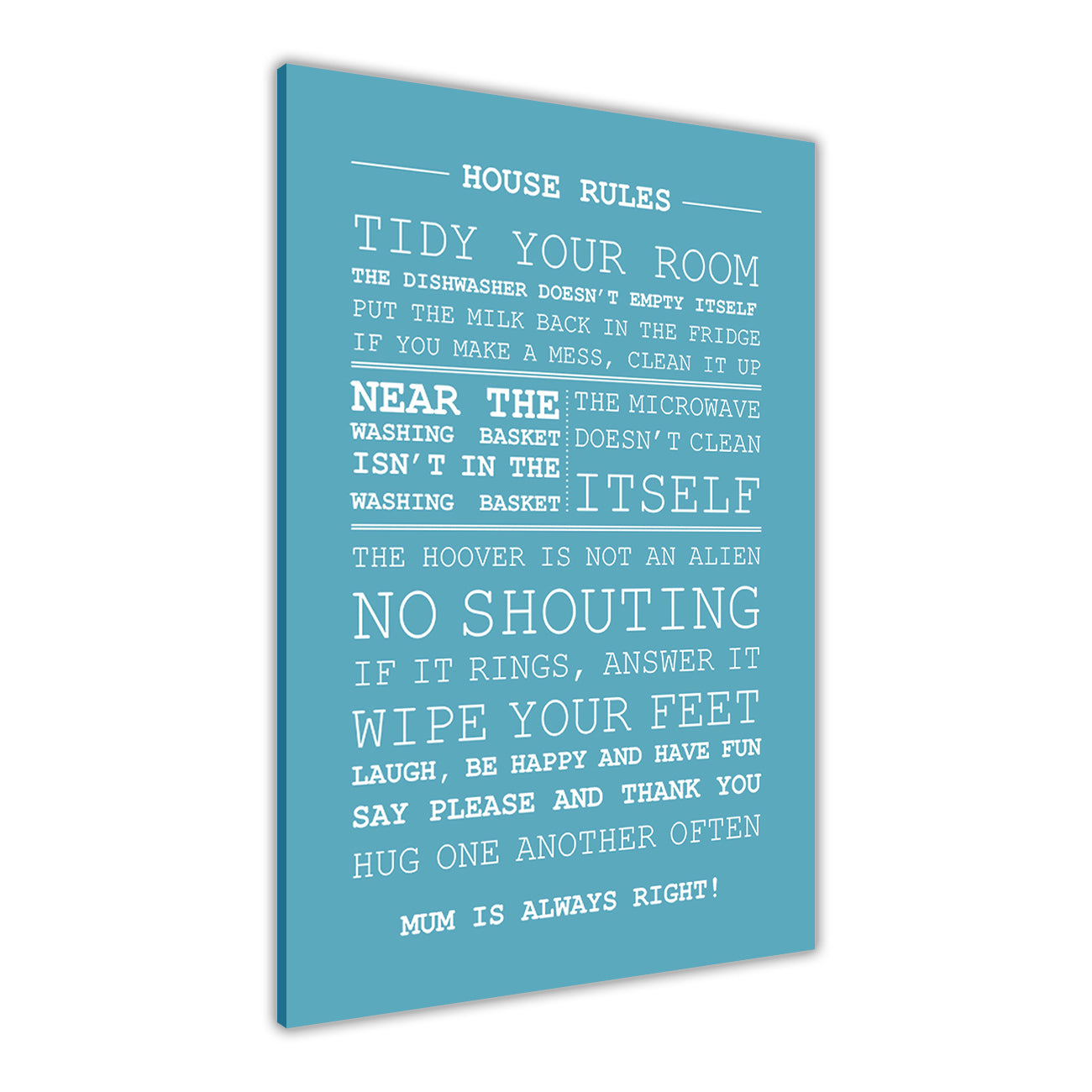 House Rules Quote  Canvas Wall Art Picture Print for the Living Room, Bedroom, Home Decor
