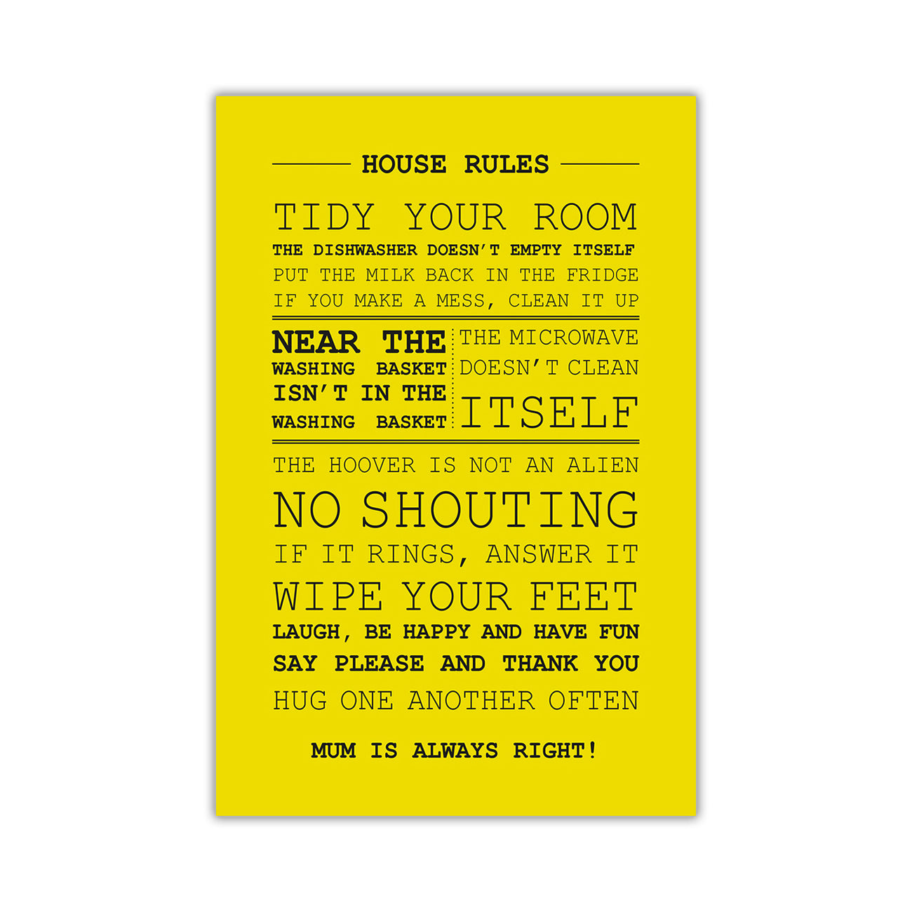 House Rules Quote  Canvas Wall Art Picture Print for the Living Room, Bedroom, Home Decor