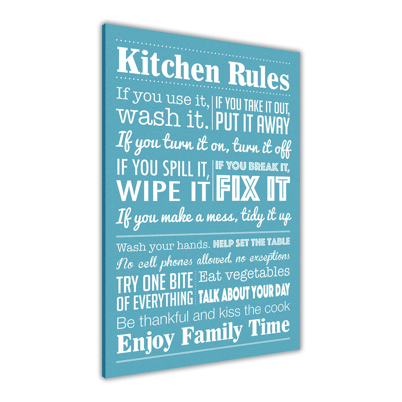 Kitchen Rules Quote  Canvas Wall Art Picture Print for the Living Room, Bedroom, Home Decor