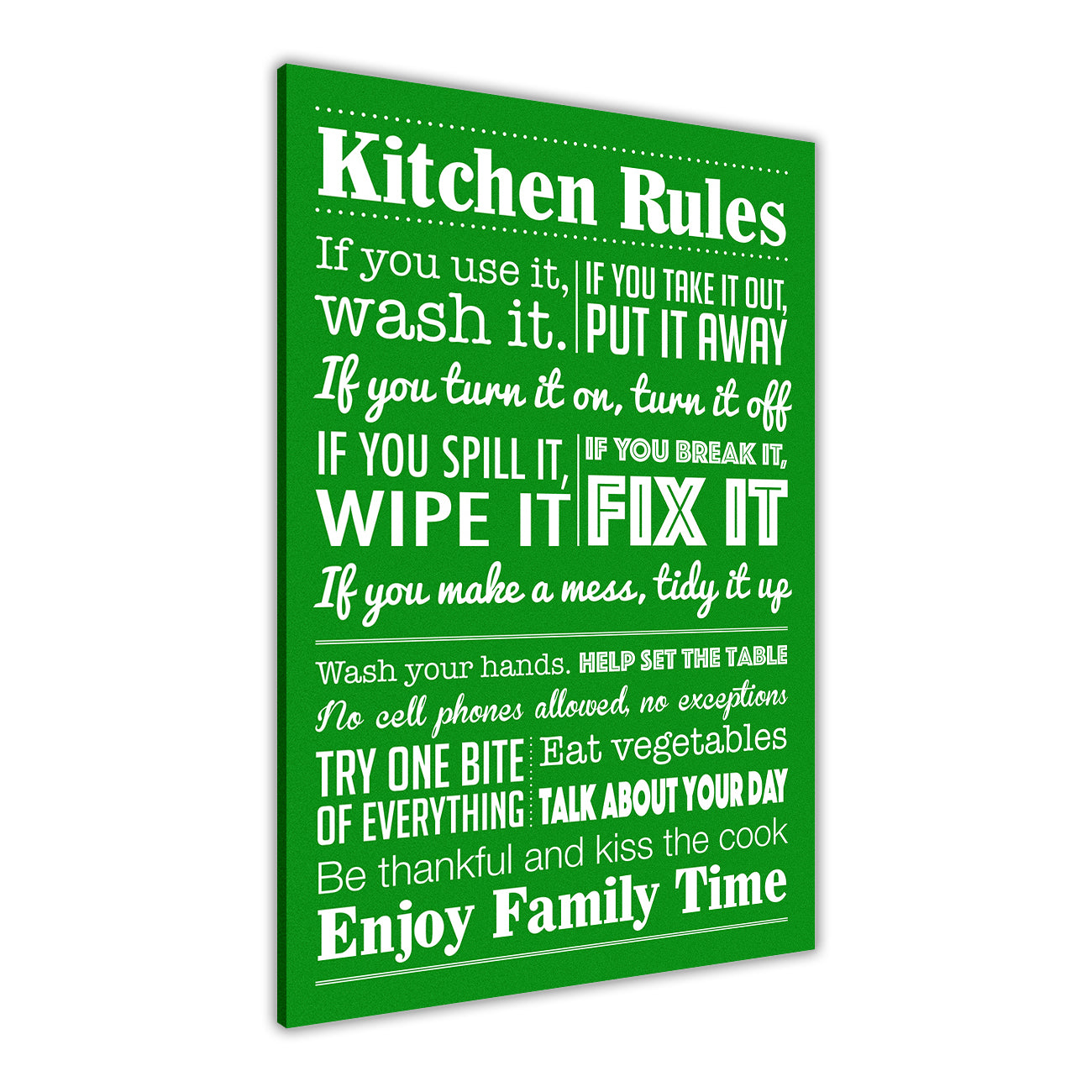Kitchen Rules Quote  Canvas Wall Art Picture Print for the Living Room, Bedroom, Home Decor