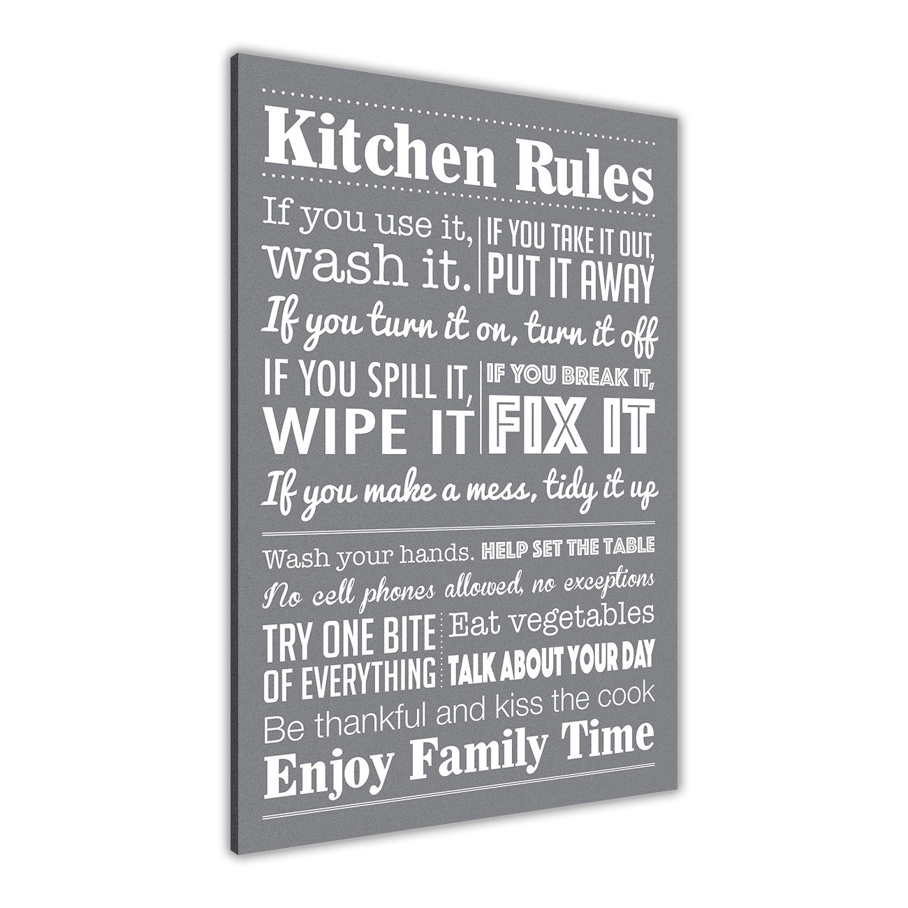 Kitchen Rules Quote  Canvas Wall Art Picture Print for the Living Room, Bedroom, Home Decor