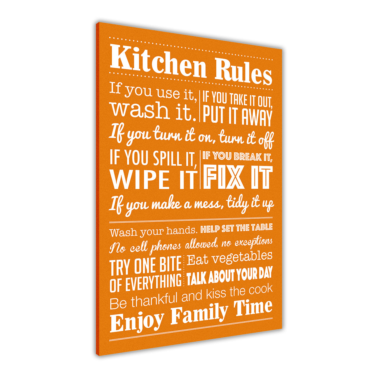 Kitchen Rules Quote  Canvas Wall Art Picture Print for the Living Room, Bedroom, Home Decor