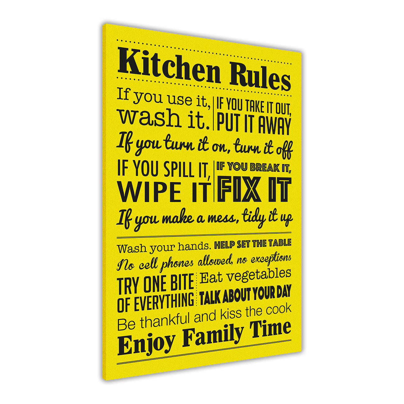 Kitchen Rules Quote  Canvas Wall Art Picture Print for the Living Room, Bedroom, Home Decor