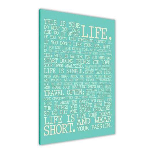 Life Manifesto  Canvas Wall Art Picture Print for the Living Room, Bedroom, Home Decor