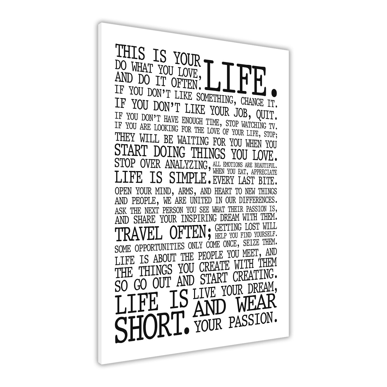 Life Manifesto  Canvas Wall Art Picture Print for the Living Room, Bedroom, Home Decor