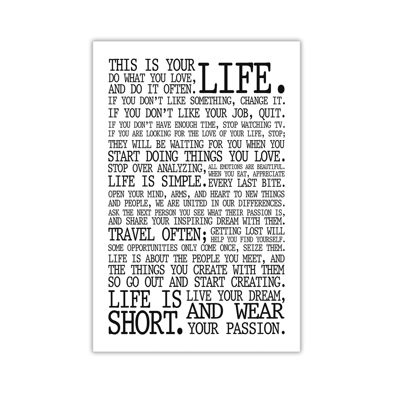 Life Manifesto  Canvas Wall Art Picture Print for the Living Room, Bedroom, Home Decor