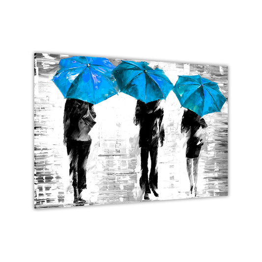 3 Umbrella Black & White Canvas Wall Art Picture Print for the Living Room, Bedroom, Home Decor