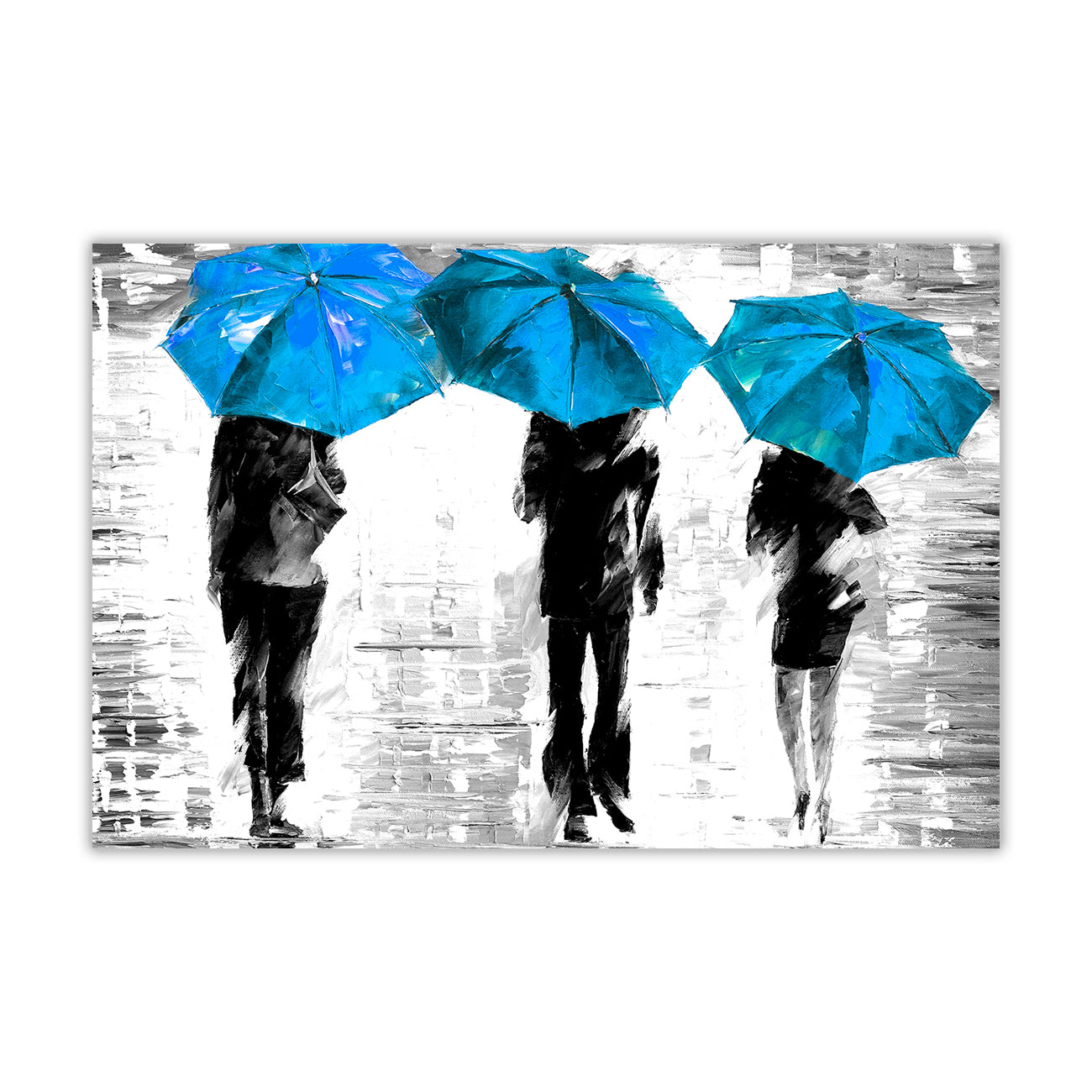 3 Umbrella Black & White Canvas Wall Art Picture Print for the Living Room, Bedroom, Home Decor