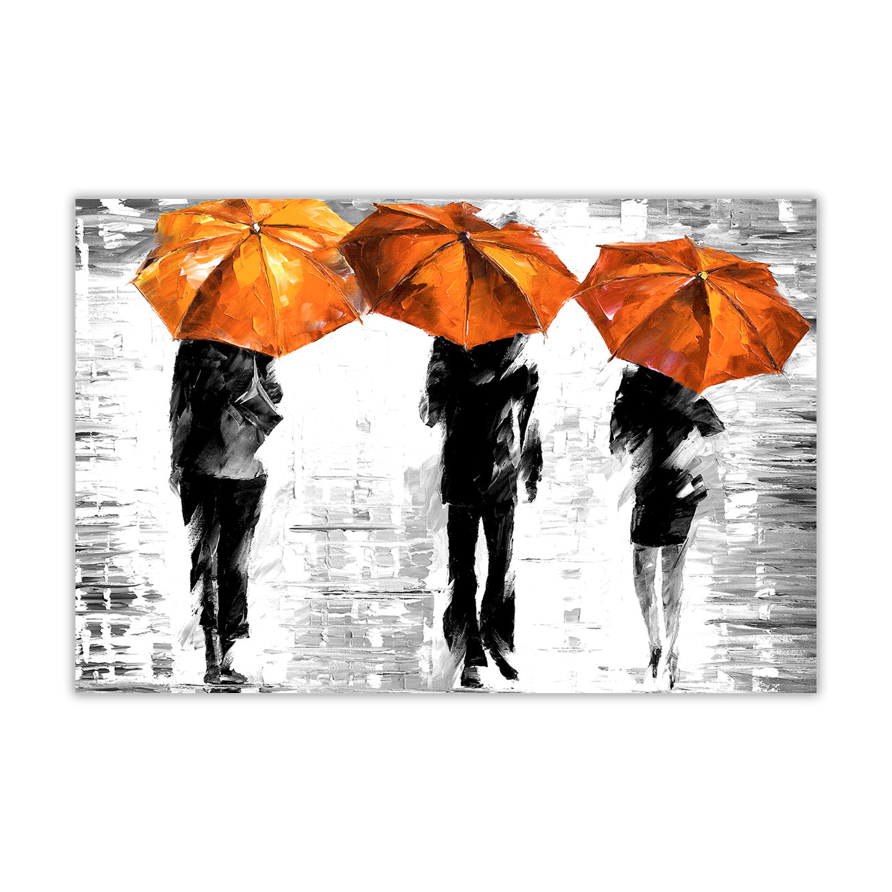 3 Umbrella Black & White Canvas Wall Art Picture Print for the Living Room, Bedroom, Home Decor