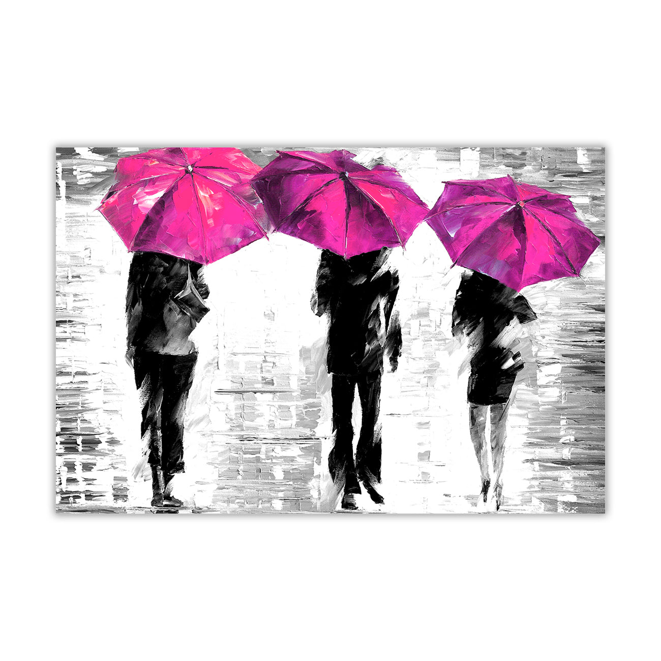 3 Umbrella Black & White Canvas Wall Art Picture Print for the Living Room, Bedroom, Home Decor