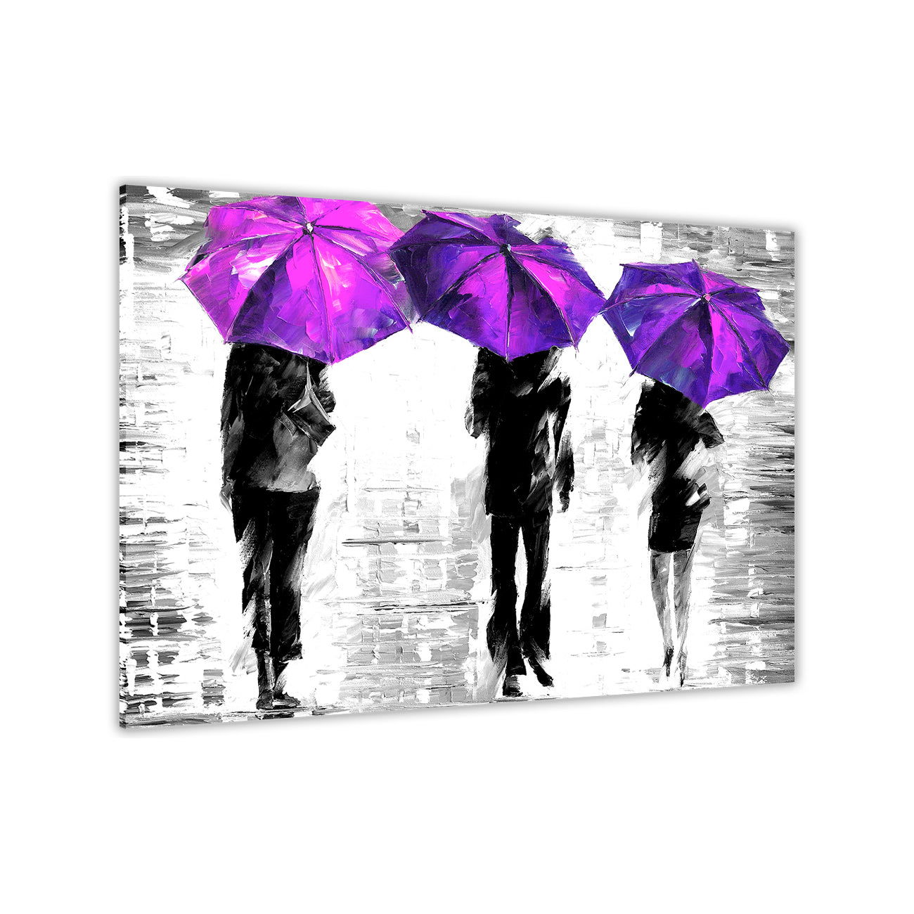 3 Umbrella Black & White Canvas Wall Art Picture Print for the Living Room, Bedroom, Home Decor