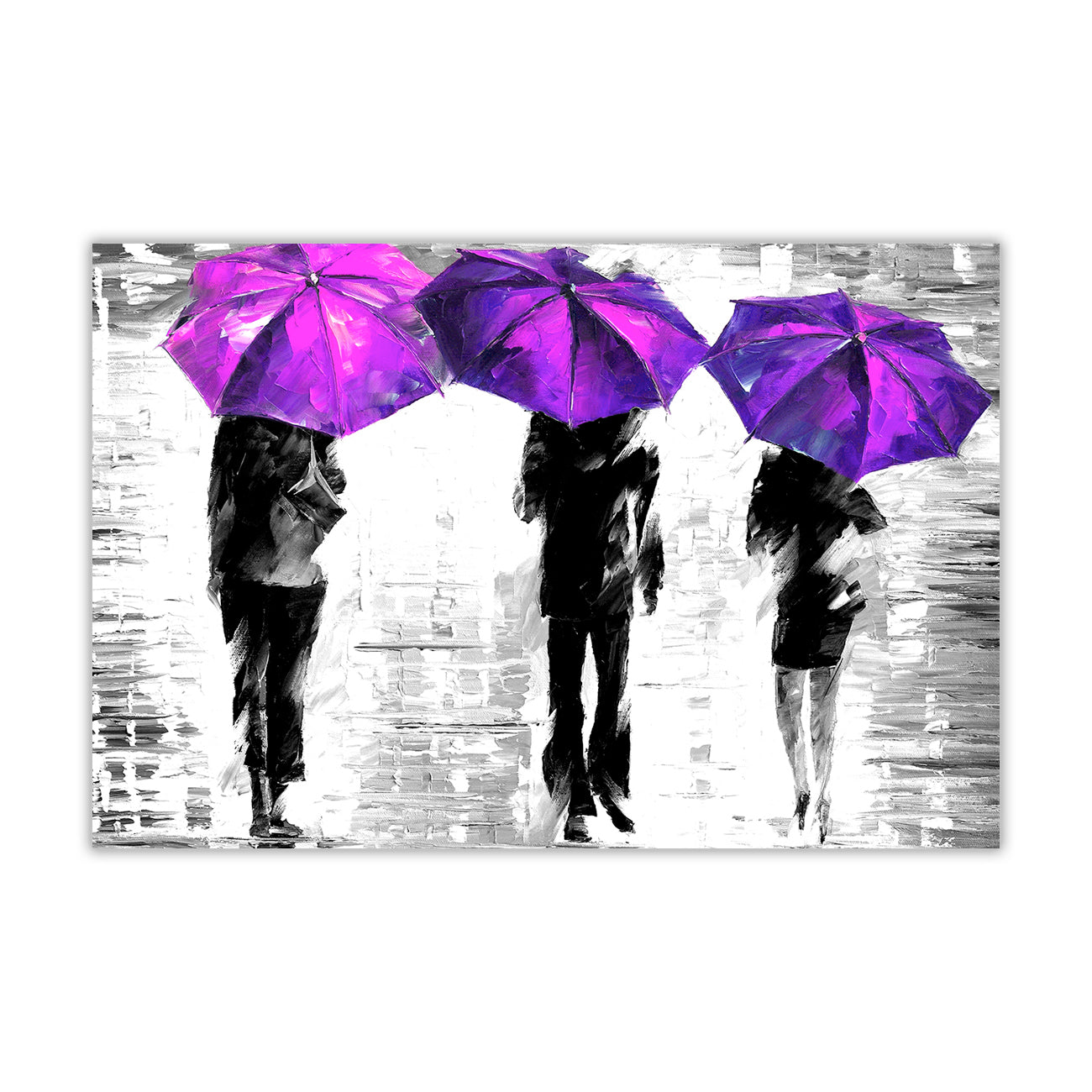 3 Umbrella Black & White Canvas Wall Art Picture Print for the Living Room, Bedroom, Home Decor